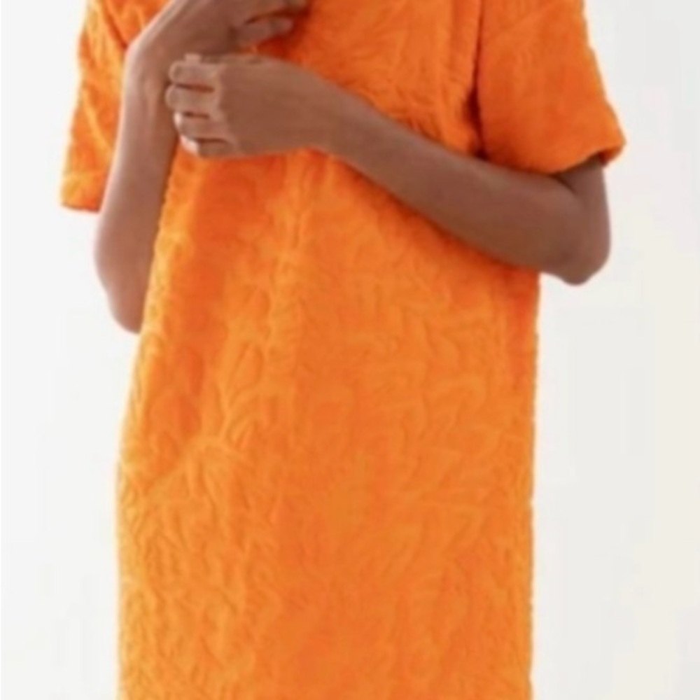 ✨ EUC PARIS ATELIER & OTHER STORIES Orange Leaf Print T-Shirt Dress | Sz 4